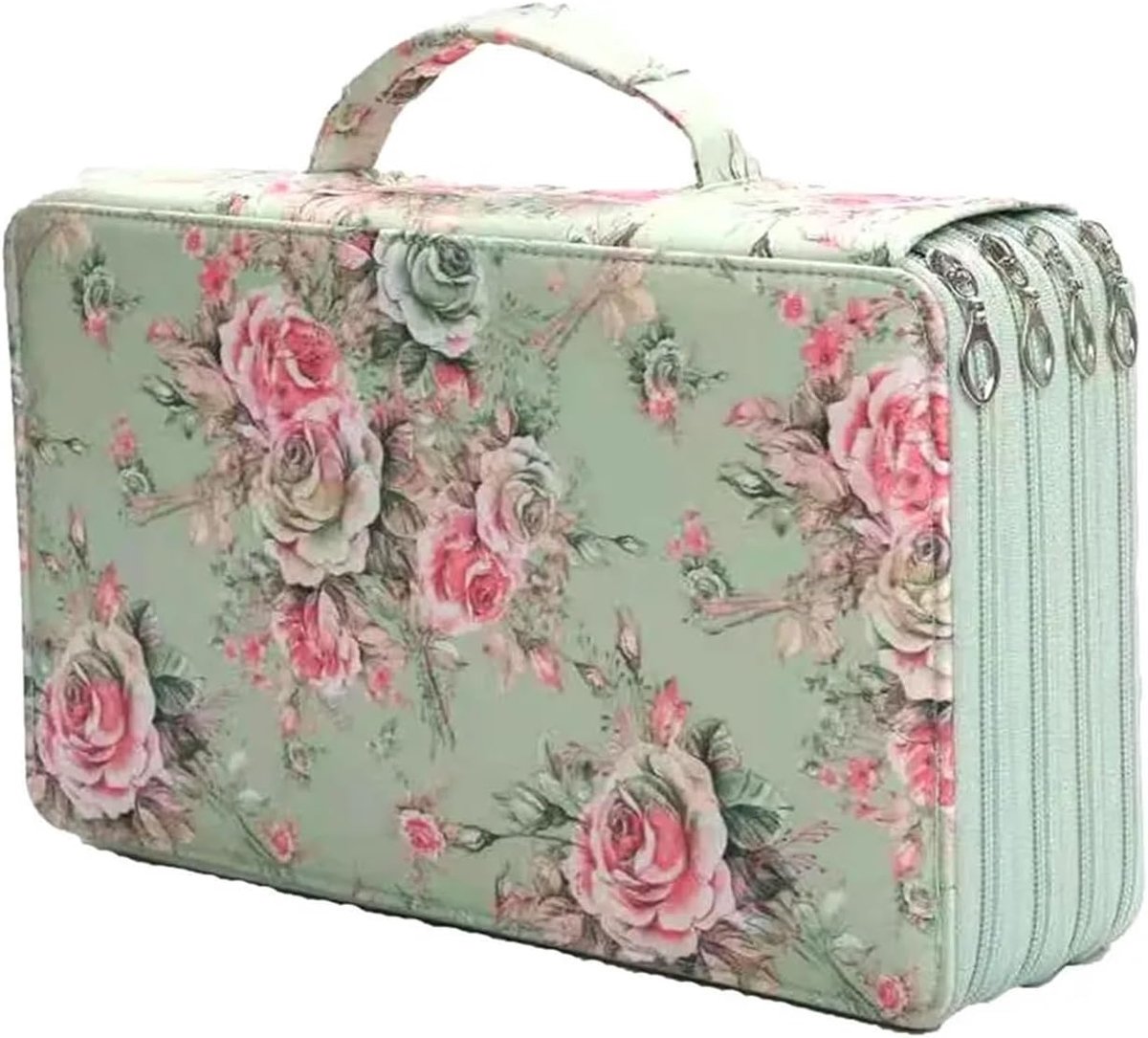 Grote Pennen Etui - Opbergtas Organizer - Schrijfwaren Opbergen - Super Grote Capaciteit - 465x20cm - Groen Canvas
