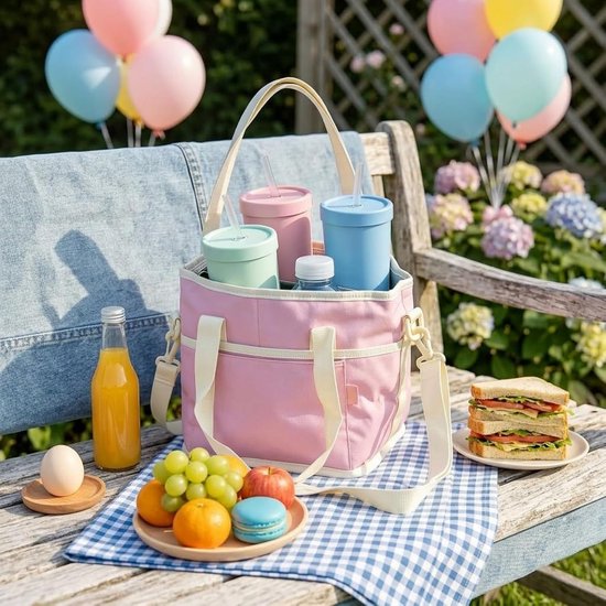 Familie Drinktas - Flessen Caddy - Dranken Vervoeren - Geïsoleerd Met 4 Vakken - 20 x 20 x 20 cm — afbeelding 3