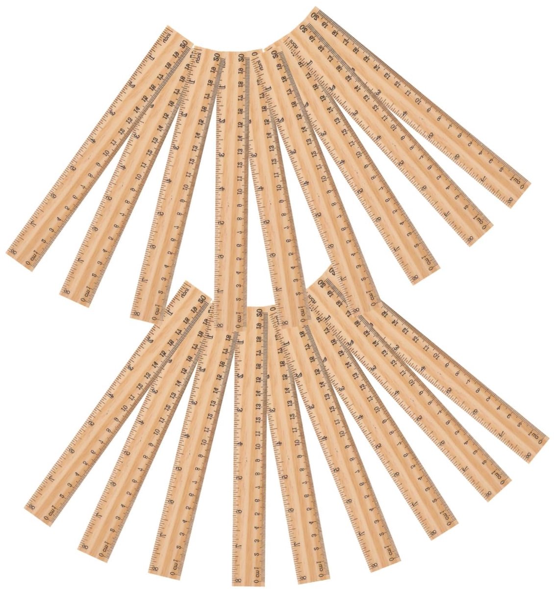 Houten Liniaal - Meetlat - Tekenen Maken - Duurzame Constructie - 20 cm - Houtkleur