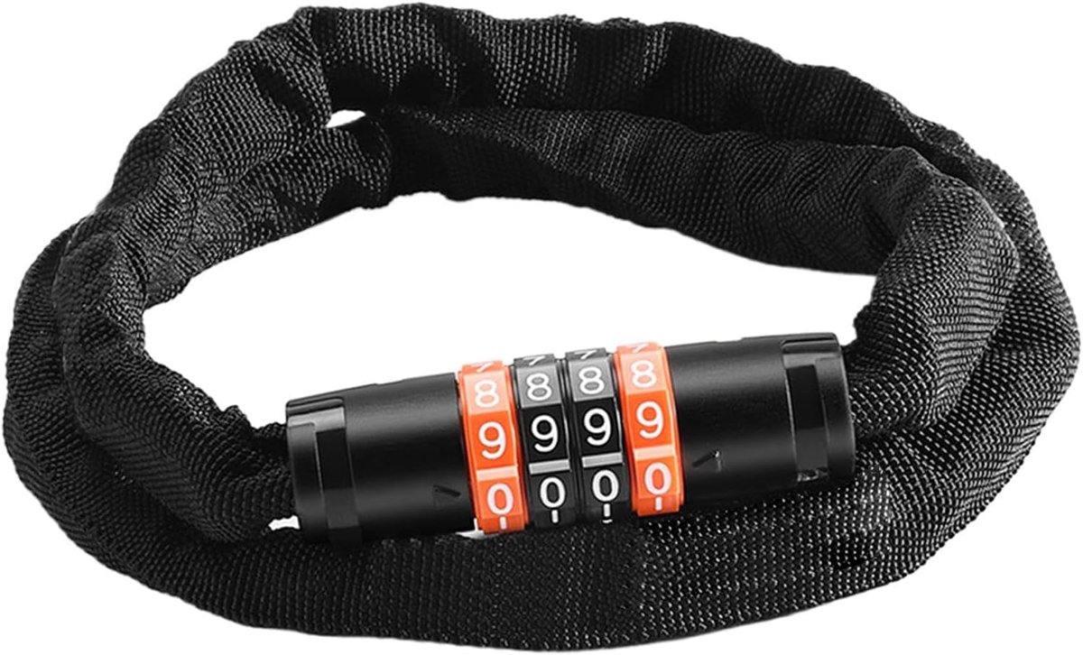 Fietsslot Ketting - Cijferslot Scooter - Beveiliging Buiten - 4-Cijfer Combinatie - 97 cm Lengte - Zwart