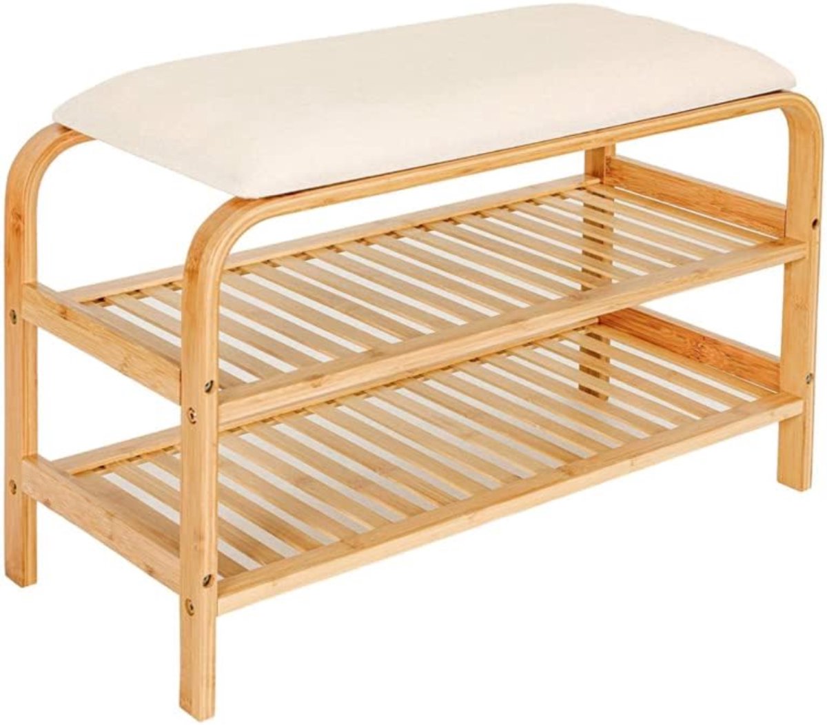 CRLYN® Schoenenbank met Zitkussen - Schoenenrek - Schoenenbank - Beige