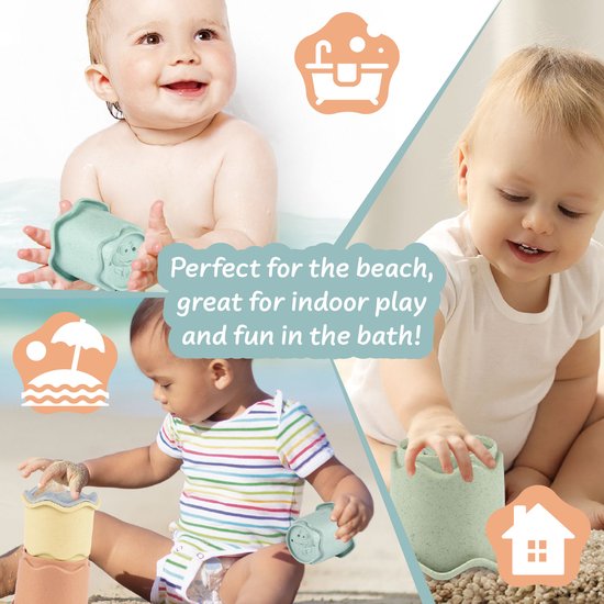 Science4you Baby Stapelbekers 3 in 1 - Baby stapelspeelgoed met 6 bekers, stapelen leren baden strand binnen en buiten, 6 9 12 maanden+ van Science 4 You — afbeelding 3