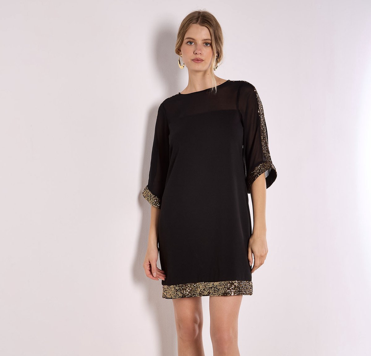 Crepe shiftjurk met pailletten