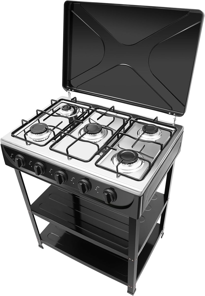 Gasfornuis met 5 vlammen - Draagbaar kooktoestel - Outdoor koken - Vijf branders 2.5 kW - 64 x 44.5 cm