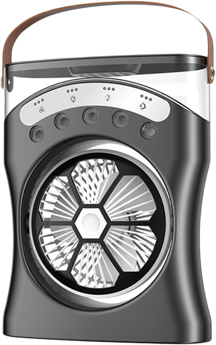 Tafelventilator met nevel - Persoonlijke koeler - Zelfkoeling thuis - Dubbele ringtechnologie - 550 ml reservoir - Zwart