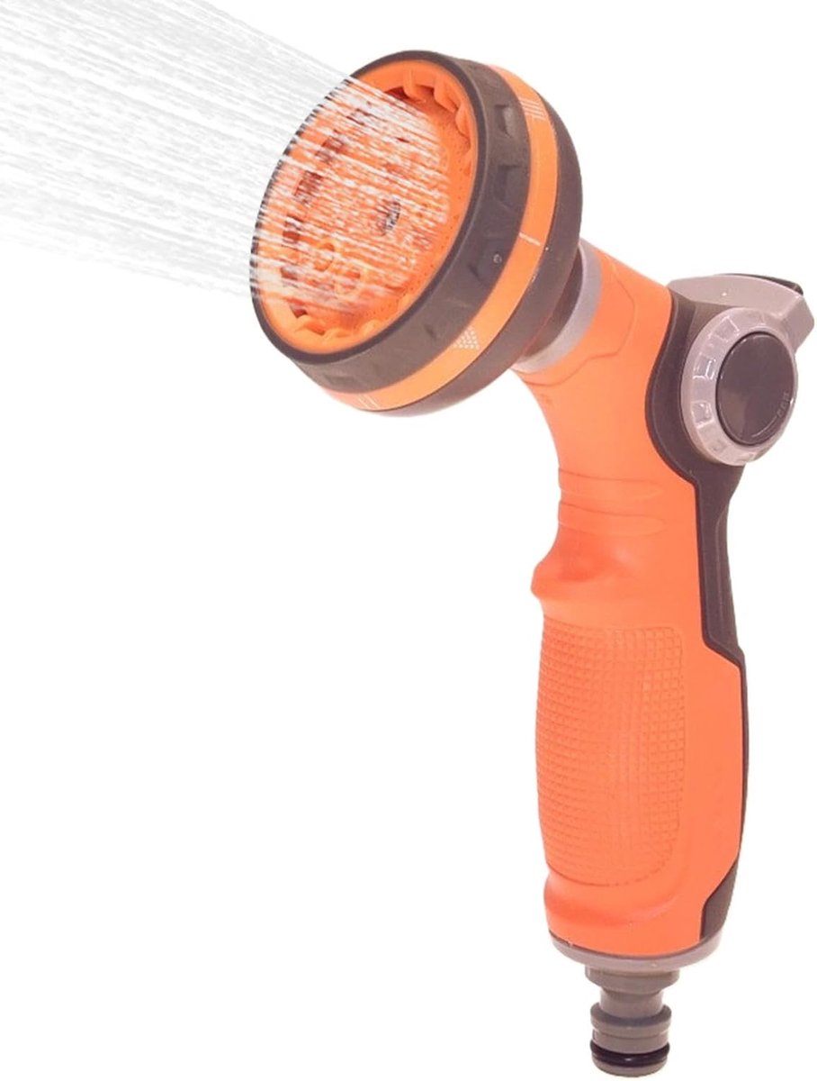 Hogedruksproeier - Tuinslang mondstuk - Auto wassen - 8 sproei standen - 20 x 9.7 x 6.8 cm - Grijs