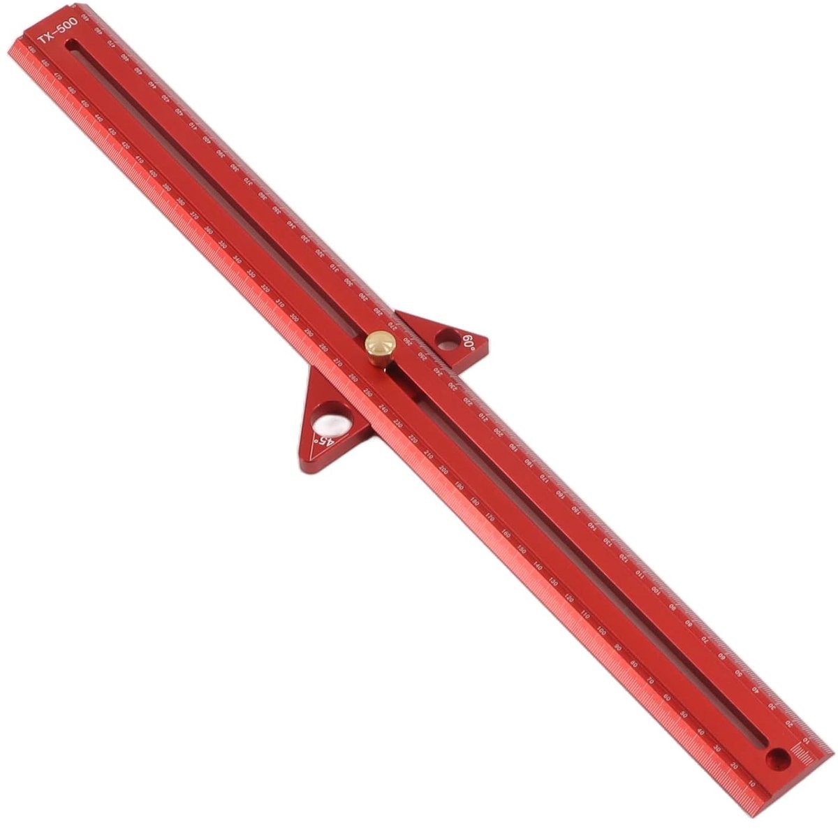 T-track Liniaal - Houtmeetinstrument - Precisie Houtbewerking - Multifunctioneel Ontwerp - 40 Cm - Rood