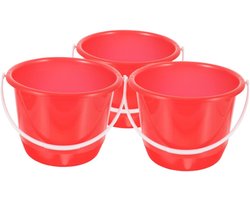 Multifunctionele Emmers - Set Draagbare Bakken - Huishoudelijke Klussen - Verbeterde Stabiliteit Handvat - 3 Stuks - Rood
