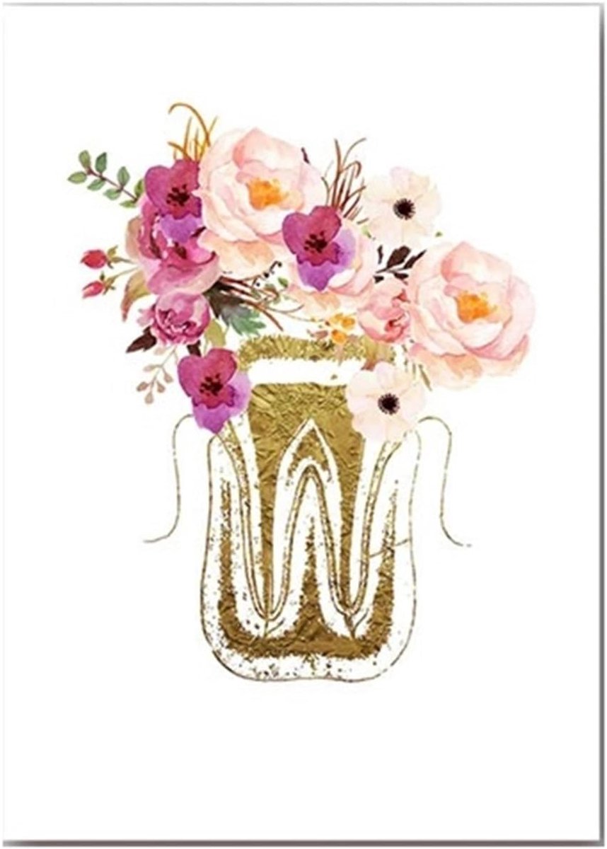 Tanden Diagram Print - Medische Poster - Kliniek Decoratie - Anatomisch Detail - 21x30cm - Meerdere Kleuren