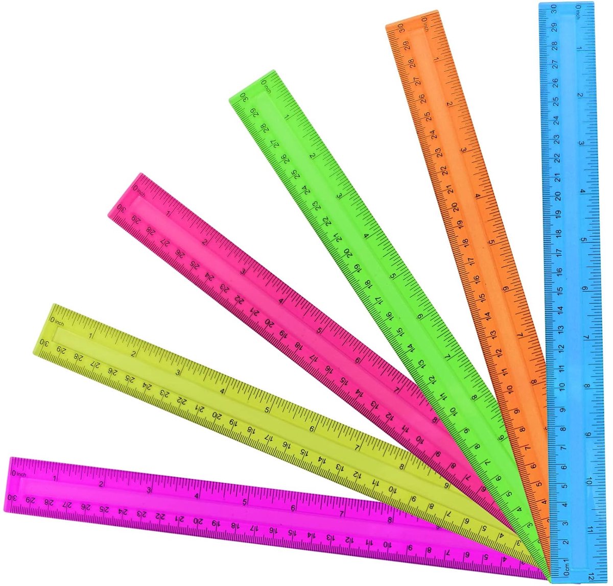 Doorzichtige Linialen - Plastic Linialen - Tekenen en Meten - Flexibel en Breukbestendig - 30 cm - Assorti