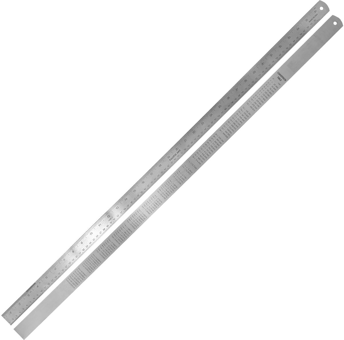 RVS Liniaal - Meetlat Tekenliniaal - Nauwkeurig Meten - Conversie Tabel - 91 cm - Zilver