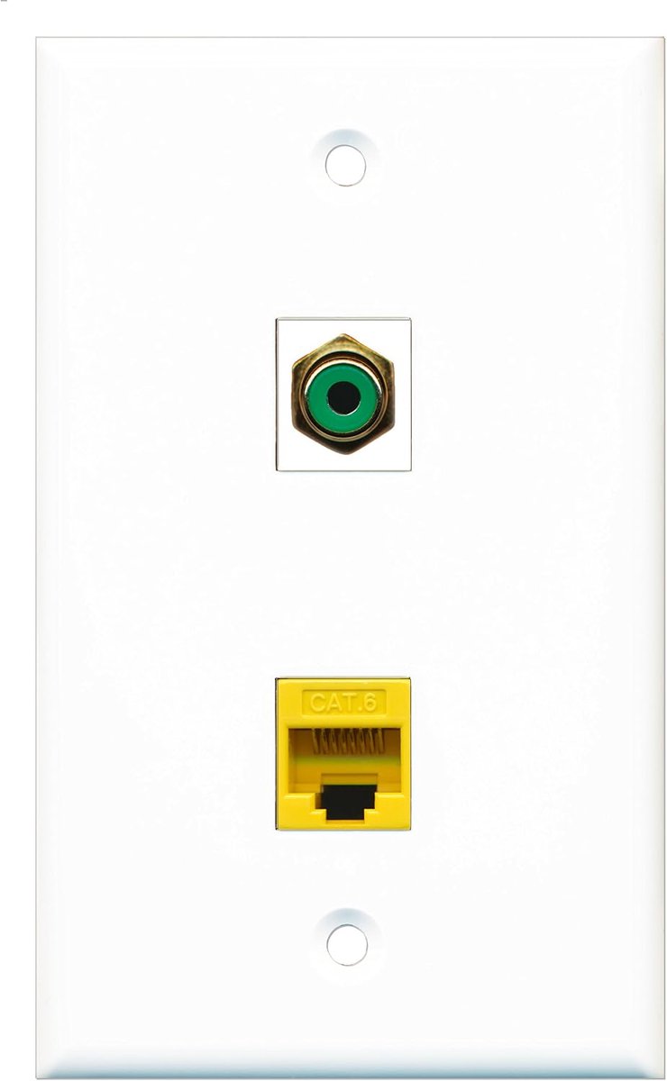 Wandplaat - Ethernet RCA - Netwerk Installatie - Tooless Verbinding - 1 Poort - Geel Groen