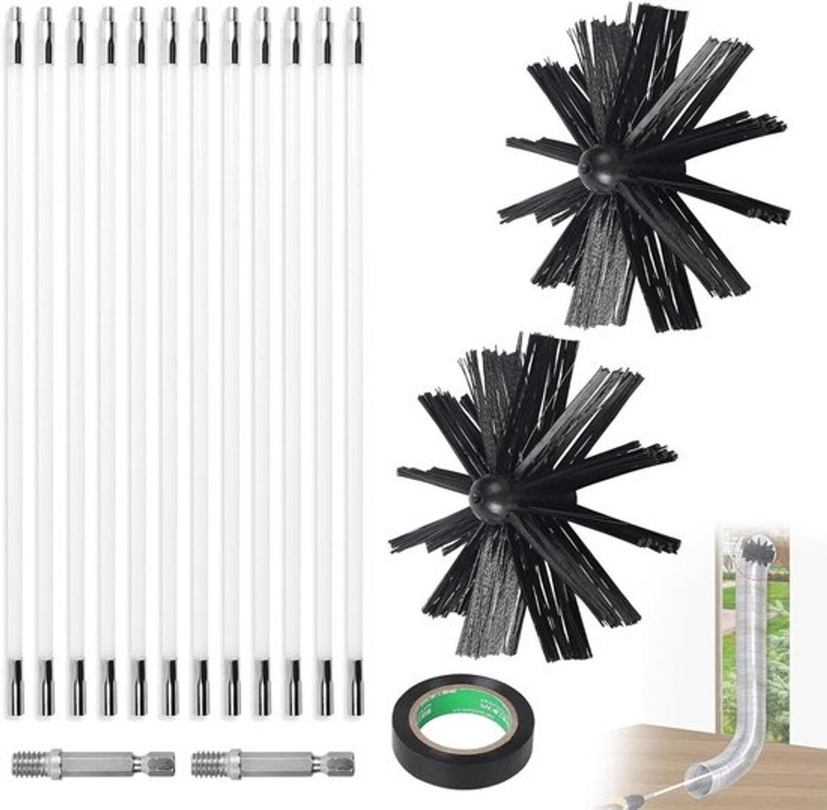 Schoorsteenvegerset Allecto Plus met 48 m flex stang