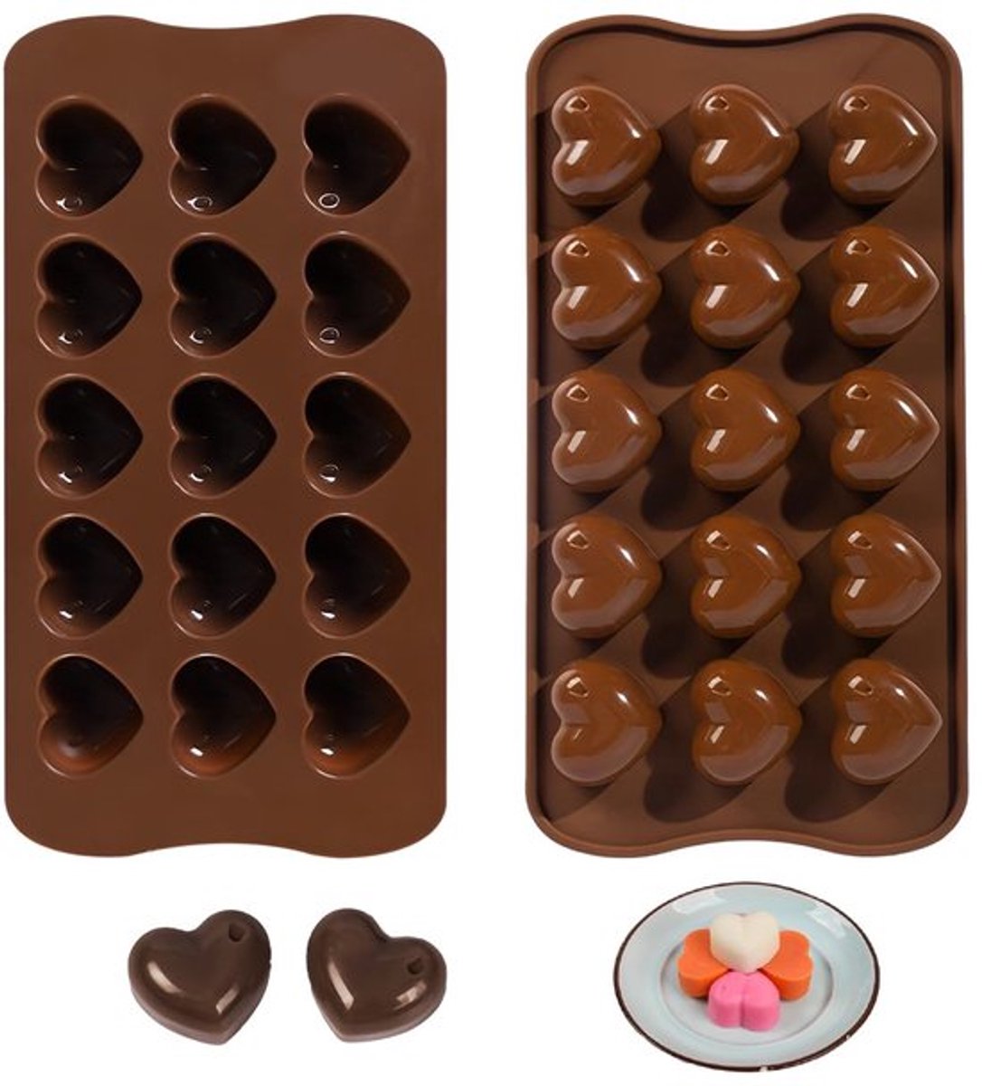 By shayne - Chocoladevorm - Siliconen Hart - Anti-aanbaklaag - Bruin - Bonbon Mal