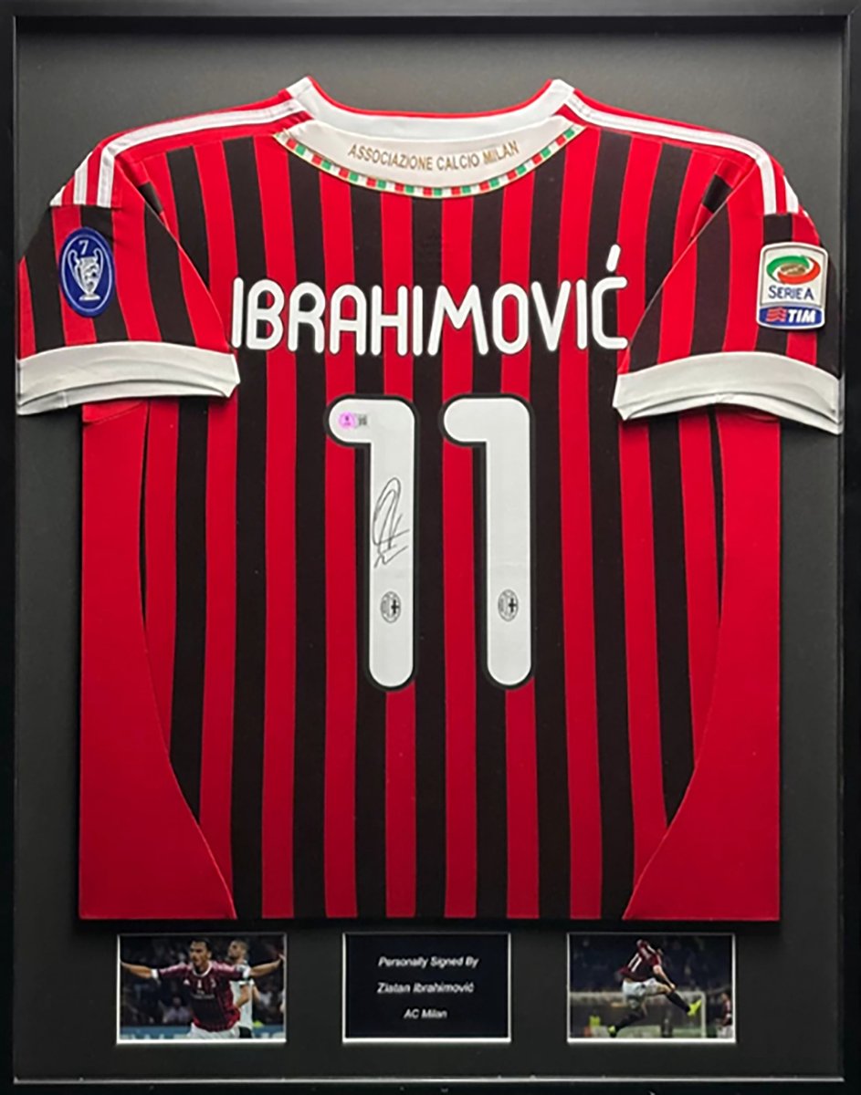 Zlatan Ibrahimovic gesigneerd AC Milan 11/12 ingelijst thuis shirt