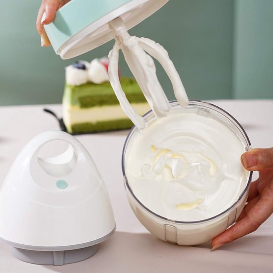 Elektrische Handmixer - Eierklopper - Bakken en Maken - Geluidsarm Mengen - 900 Ml Container - Wit — afbeelding 2