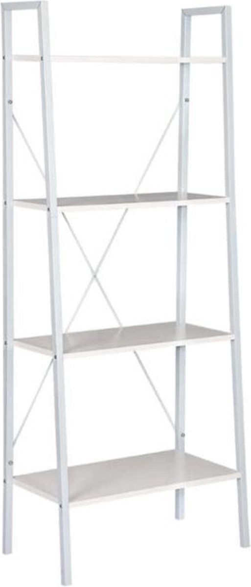 Boekenkast 60x35x148cm Wit - Industrieel, Hout en 4 lagen - Voor Dagelijks Gebruik, Thuis en Professioneel Gebruik