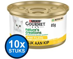 10x Gourmet - Nature's Creations Mini Filets Kip - Kattenvoer Natvoer - 85g
