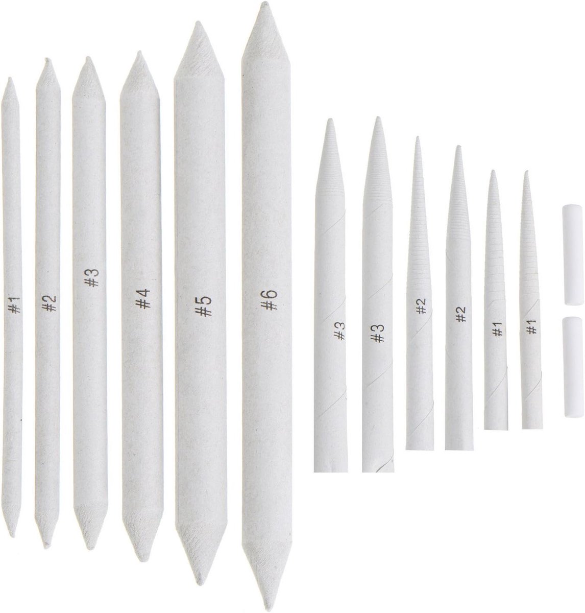 12 stuks Mix Papierwisser Blending Stumps en Tortillons voor tekenen en schetsen met 2 stuks witte gum - ShopVlot