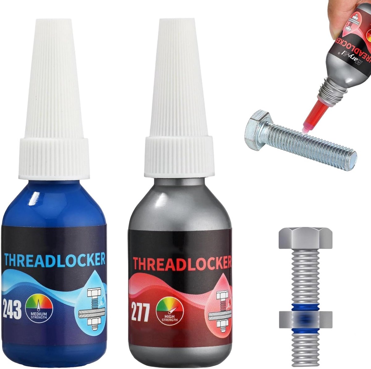2 x 10 ml schroefbeveiliging, middelhoog en zeer sterke schroefdraad, afneembare schroefbeveiliging voor schroeven - ShopVlot