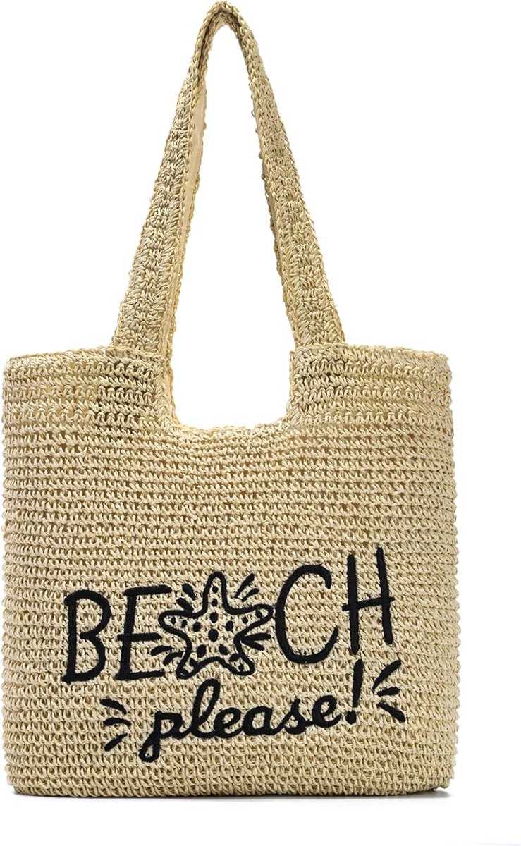Women Straw Tote Bag Summer Beach Shoulder Bag Large Capacity Weave Wallet - ShopVlot
