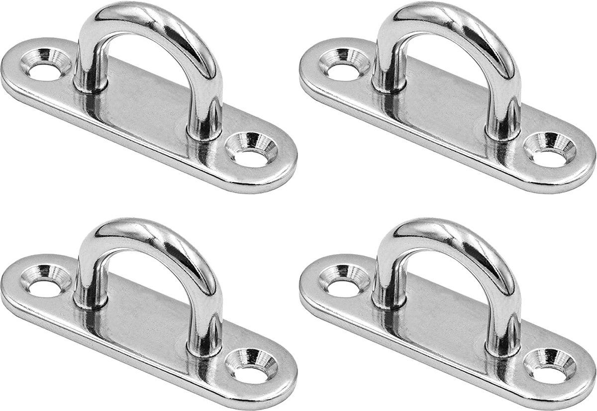 PIQIUQIU Stainless steel eye holders (4 pieces) - sturdy U-shaped wall bracket, eye plate with hook, rectangular (50 x - ShopVlot