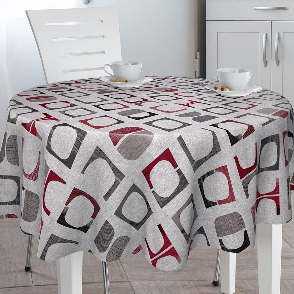Rond Tafelzeil Silly Cubes - Met Premium Molton Rug - 160cm
