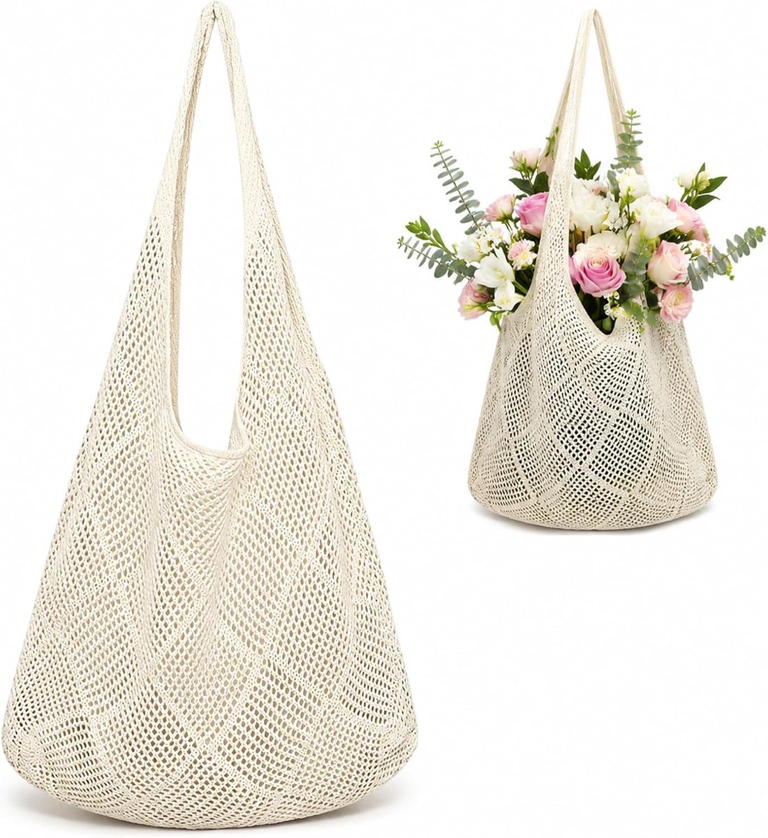 Beach Bag Women Large Size - Crochet Summer Handbag - Lightweight and Foldable Shoulder Bag for Beach, Holiday, Pool - ShopVlot
