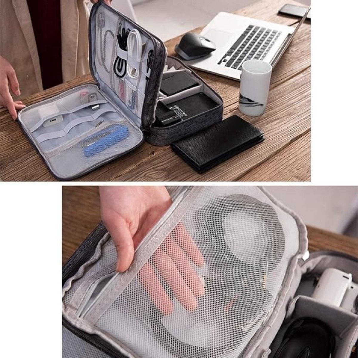 Huis Geluk Kabeltas Universele Reiskabel Organizer Tas 3 Verdiepingen - Waterdicht, Groot
