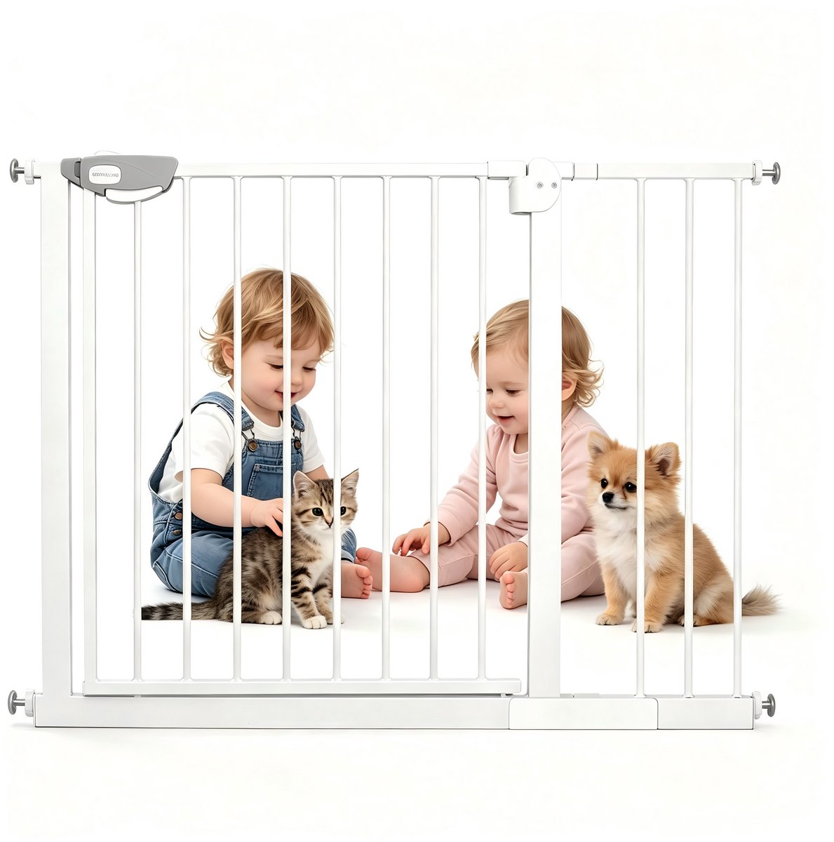 Froadp Deurbeveiligingshek Zonder Boren Traphek Trapbeveiligingshek Voor Kinderen Deurhek Auto-Close 180° Tweewegopening Babybeveiligingshek Voor Baby's En Kinderen, 95-105 Cm Breed Wit
