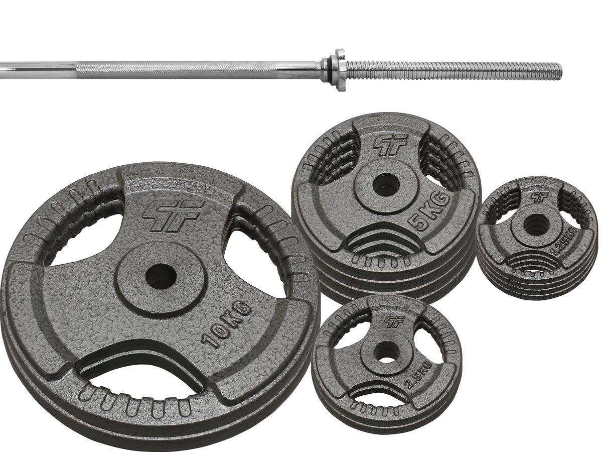 Krachtset 59 kg gietijzeren halterschijven met rechte barbell 180cm