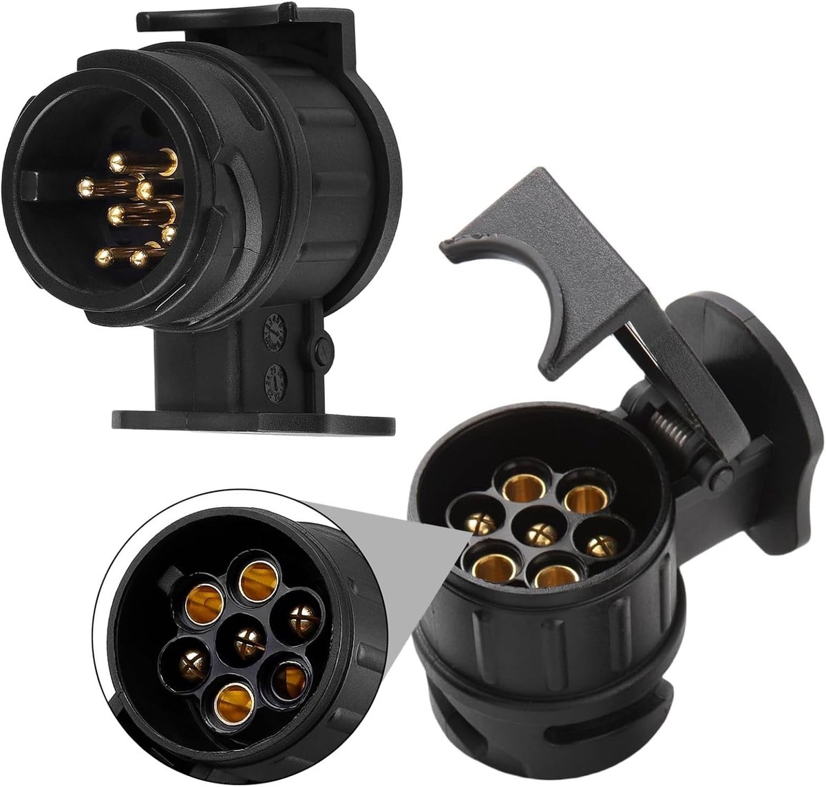 Aanhangerstekker Adapter - 13-polig naar 7-polig - 12V - Waterdichte Kunststof Behuizing - Voor Caravans en Vrachtwagens
