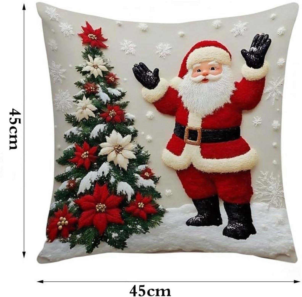 4 stuks kerst kussenslopen 45x45 cm - Linnen kussenslopen - Met kerst decoratie van rendier, sneeuwpop en dennenboom - Kerst huisdecoratie - Geschikt voor woonkamer bank – foto 5