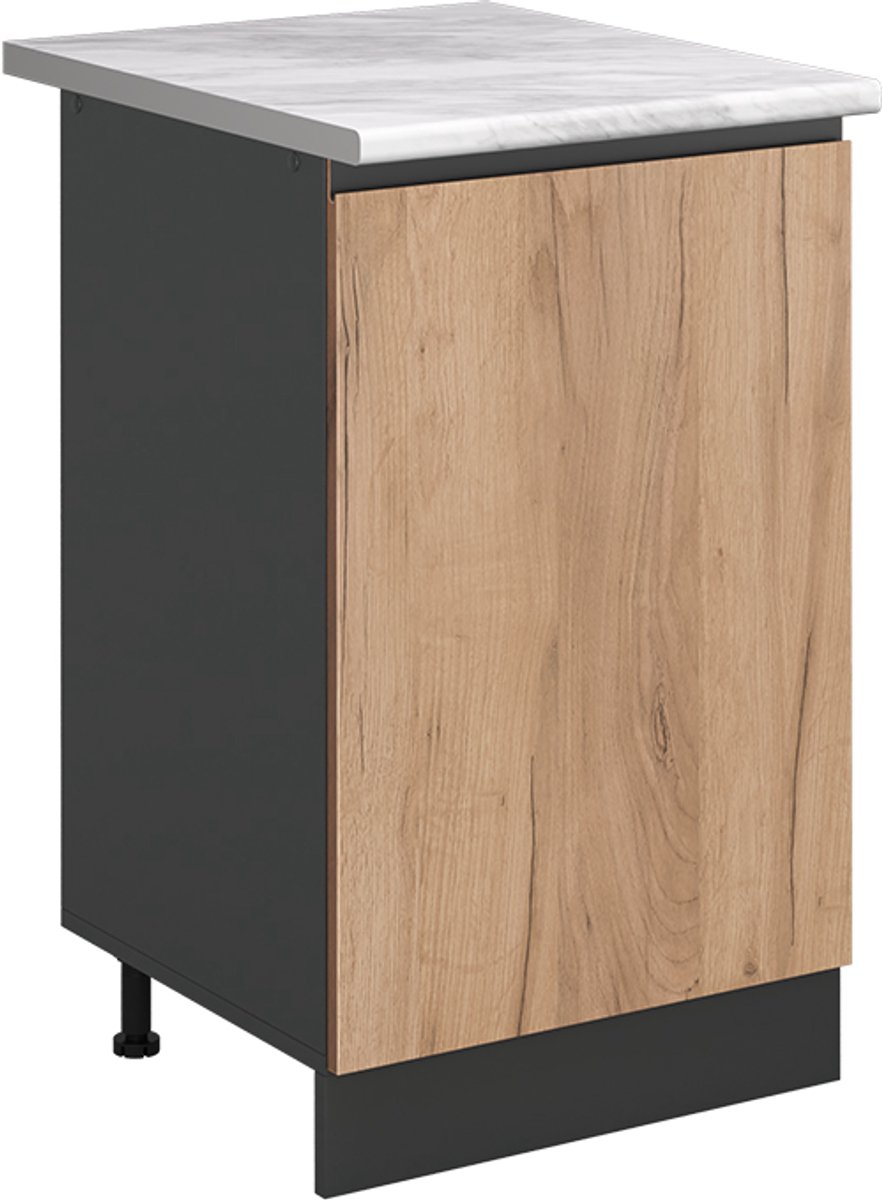 Vicco Keukenonderkast R-Line, Goudkleurig Eiken/Antraciet, 50 cm marmer werkblad