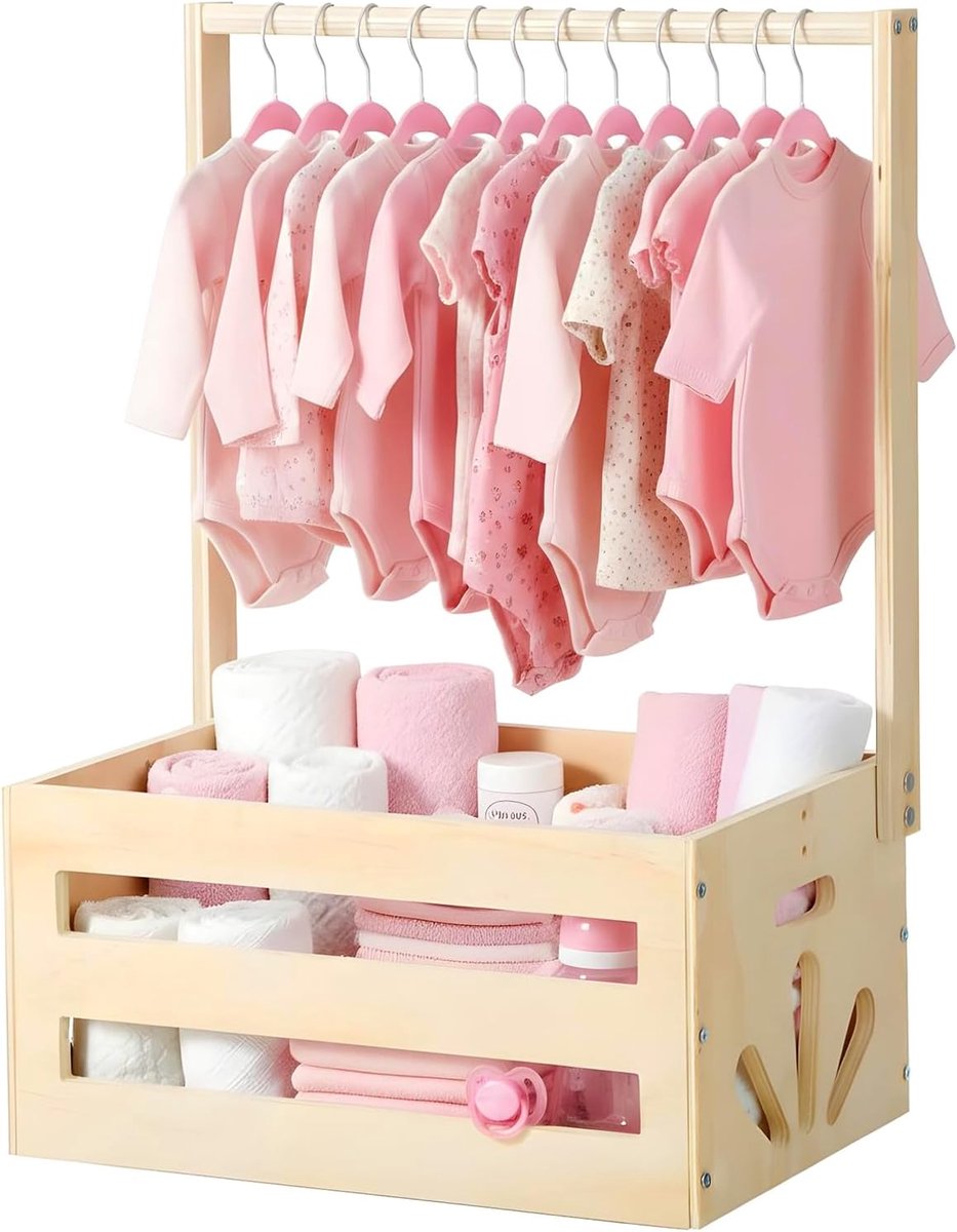 Babyshower Cadeaumand - Babyshower Versiering - Gezamenlijke Geschenkmand - Houten Kist - Babyshower Cadeau - Gezamenlijke Cadeau Organizer - Voor Alle Geschenken - Natuurlijk Hout - Babyshower - Babykamer decoratie