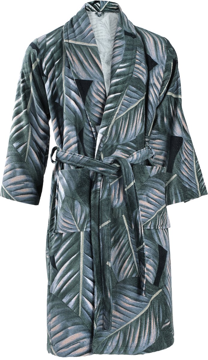 Padiro unisex badjas M - zwart / groen - 100% katoen