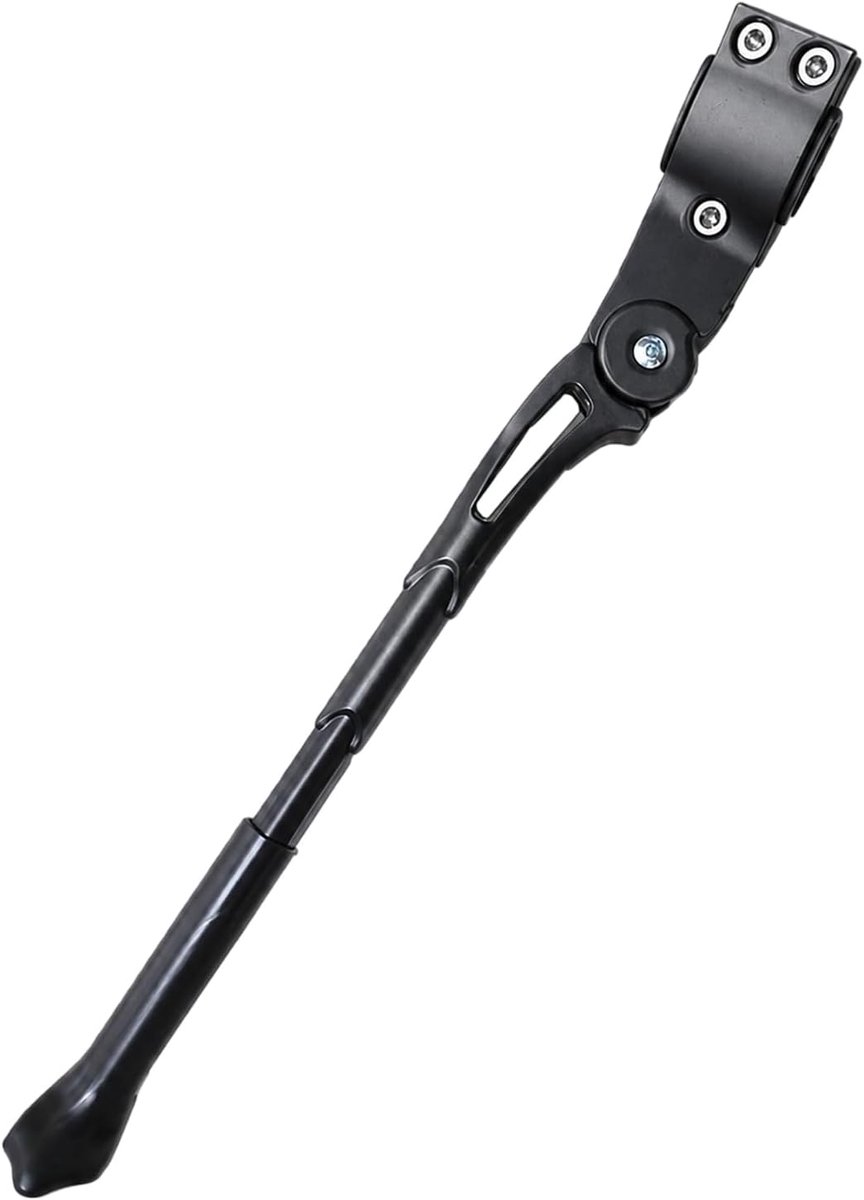 KZQ Fietsstandaard aluminium - Verstelbare kickstand voor mountainbike, racefiets & e-bike - Universele zijstandaard met rubberen voet - 24-29 inch, zwart