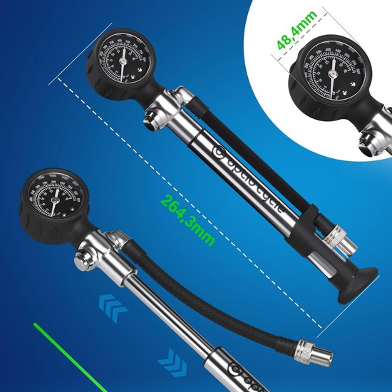 MTB Schokpomp en Vorkpomp - Hogedrukpomp voor Fietsen - Ophangpomp voor Shockabsorbers — afbeelding 2
