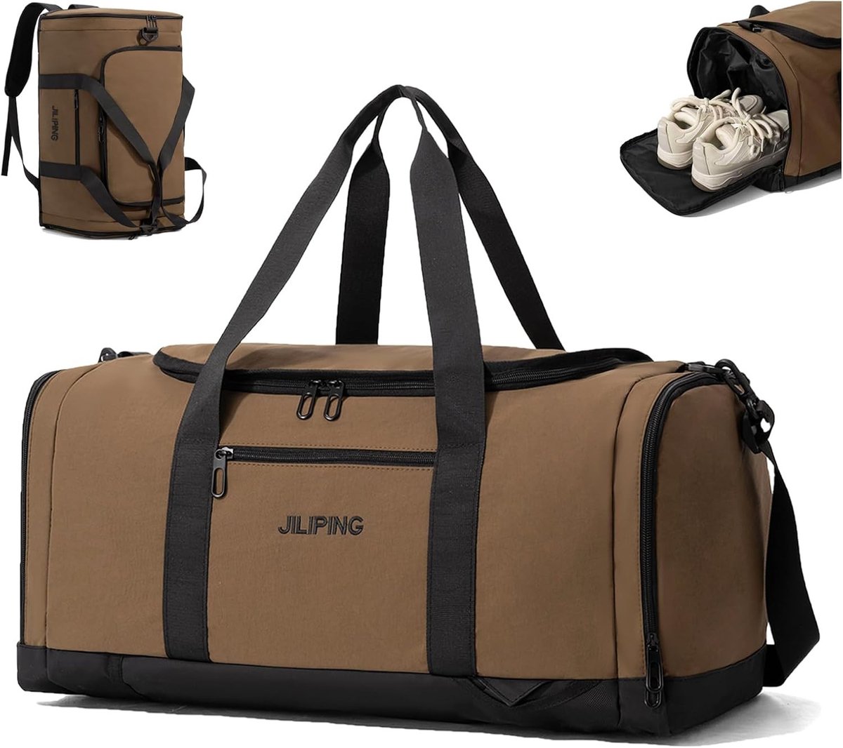 Sporttas - Bruin - 62L - Waterafstotende Sporttas met Rugzak-Functie - Voor Dames en Heren