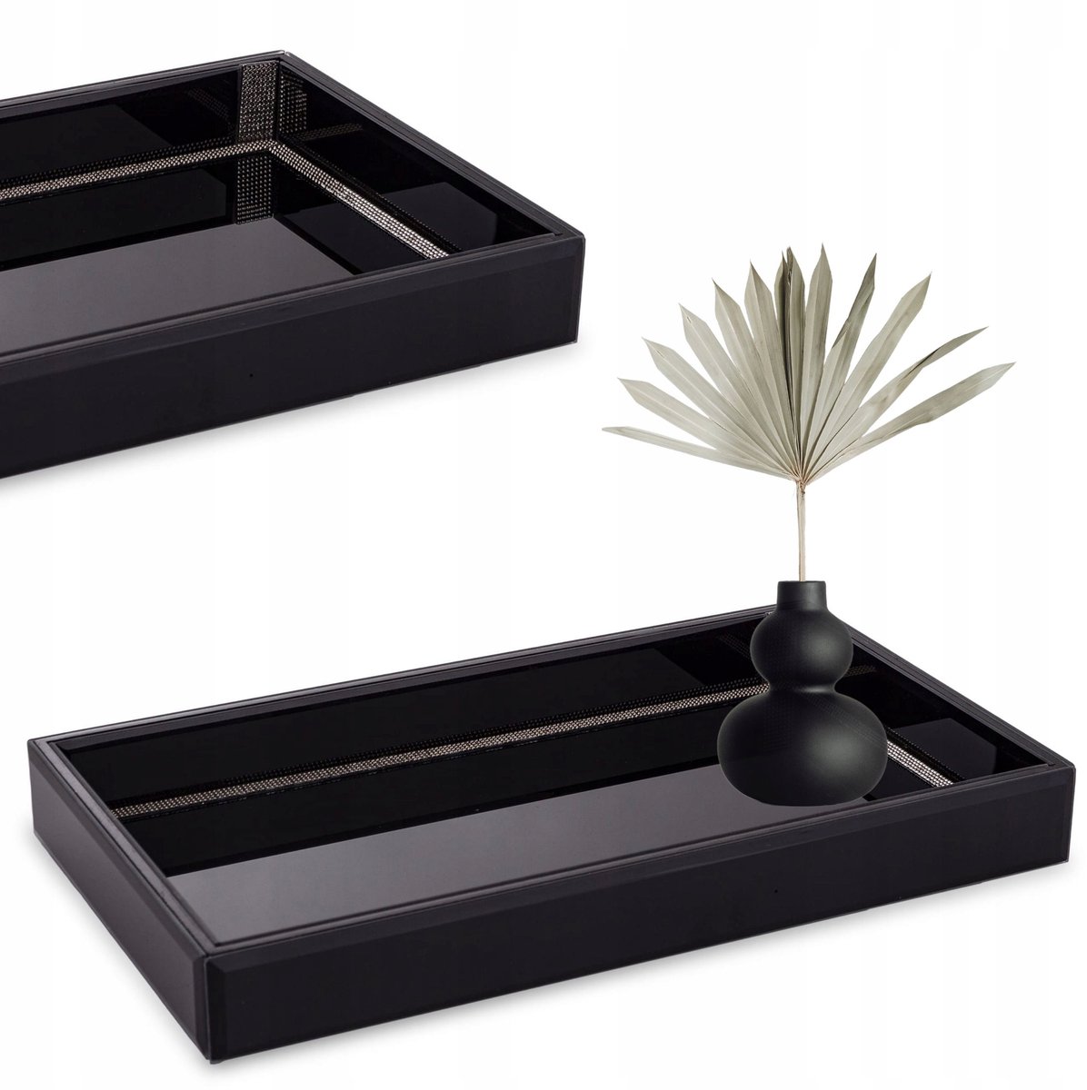 Luxe Zwarte Glazen Decoratieve Dienblad 35x20cm
