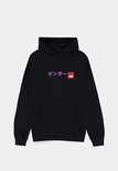 Zwarte hoodie met Japanse karakters en Pokémon-logo.