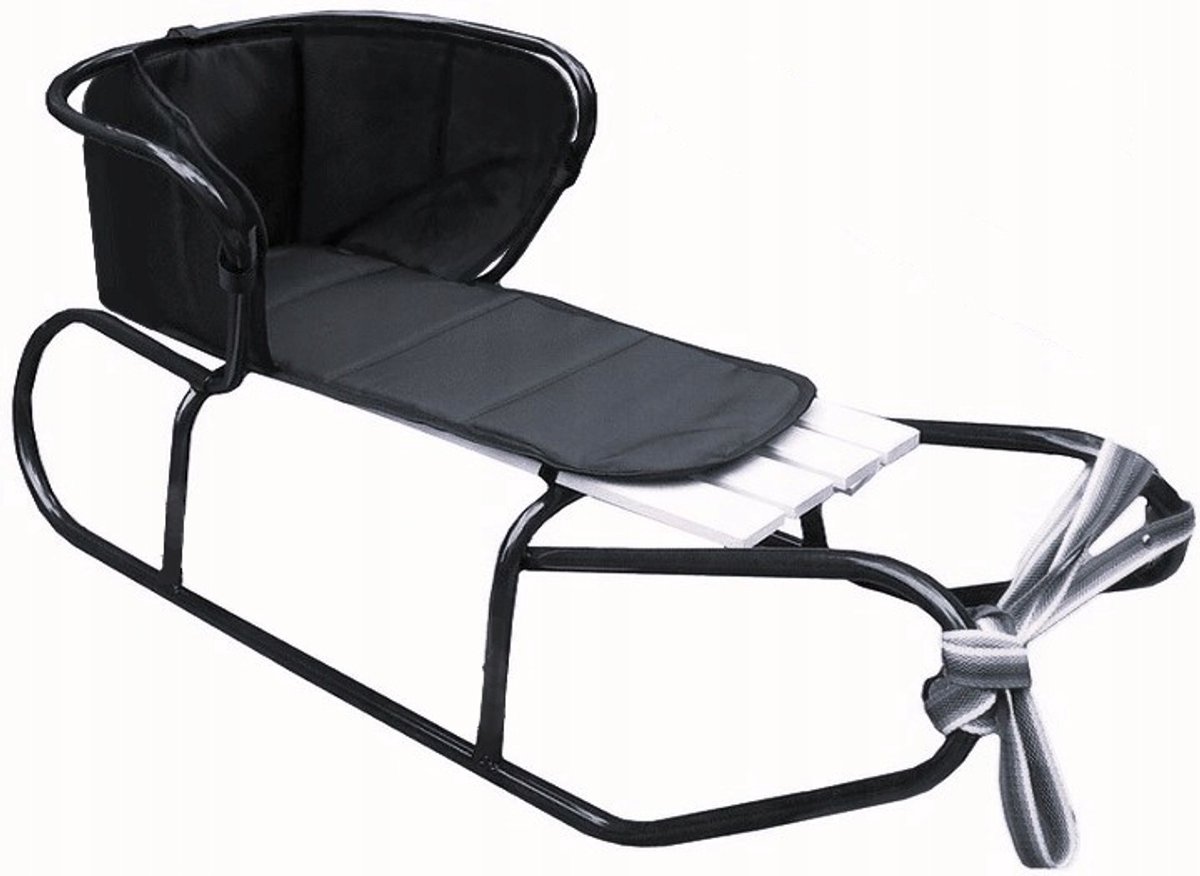 Merkloze Metal-Houten Kinder Slee met Rugleuning en Matras