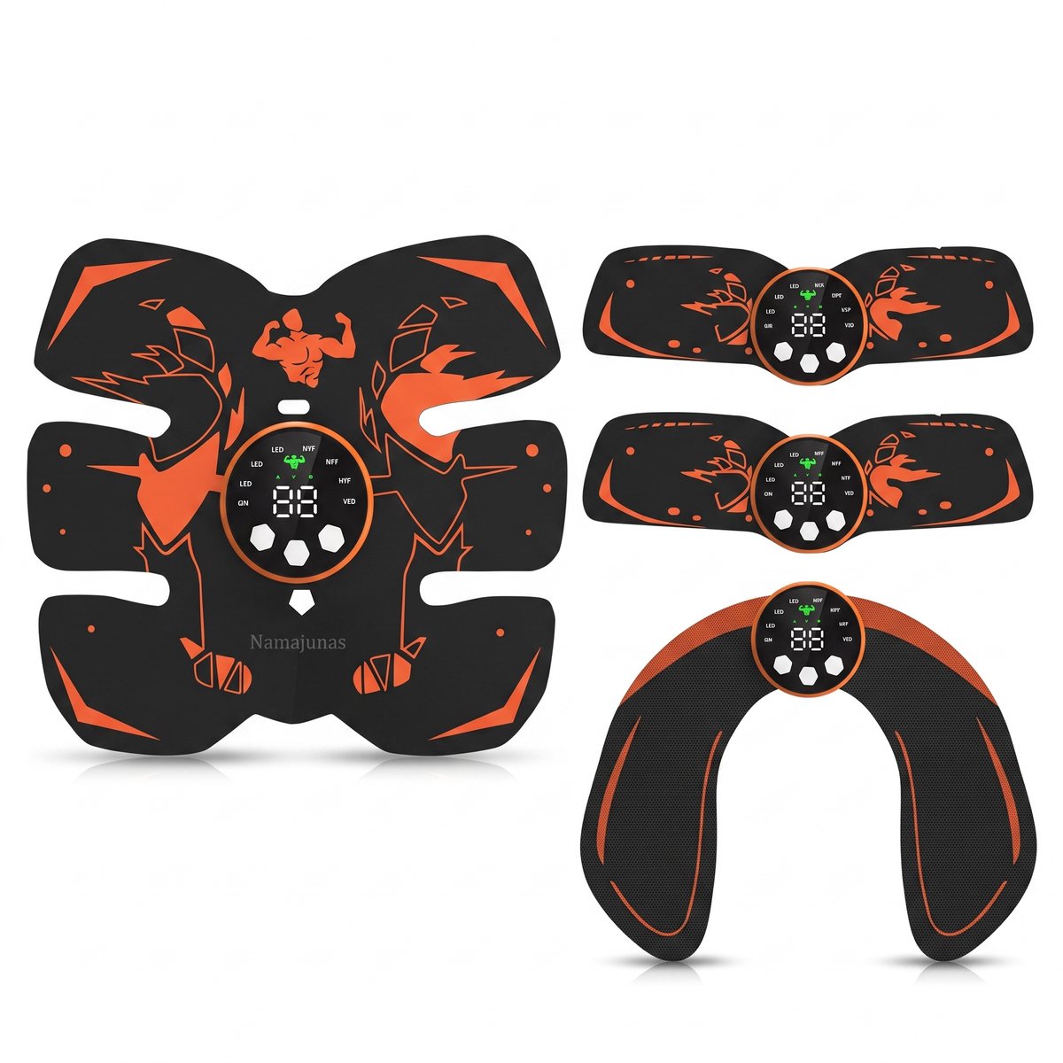 Namajunas – USB Oplaadbare EMS Trainer – Elektrische Buikspiertrainer – Afslankband Buik – Spiermassageapparaat – Spierstimulator – Armtrainer – Heuptrainer – 8 Modi, 29 Intensiteiten, LCD-scherm – Voor Dames & Heren