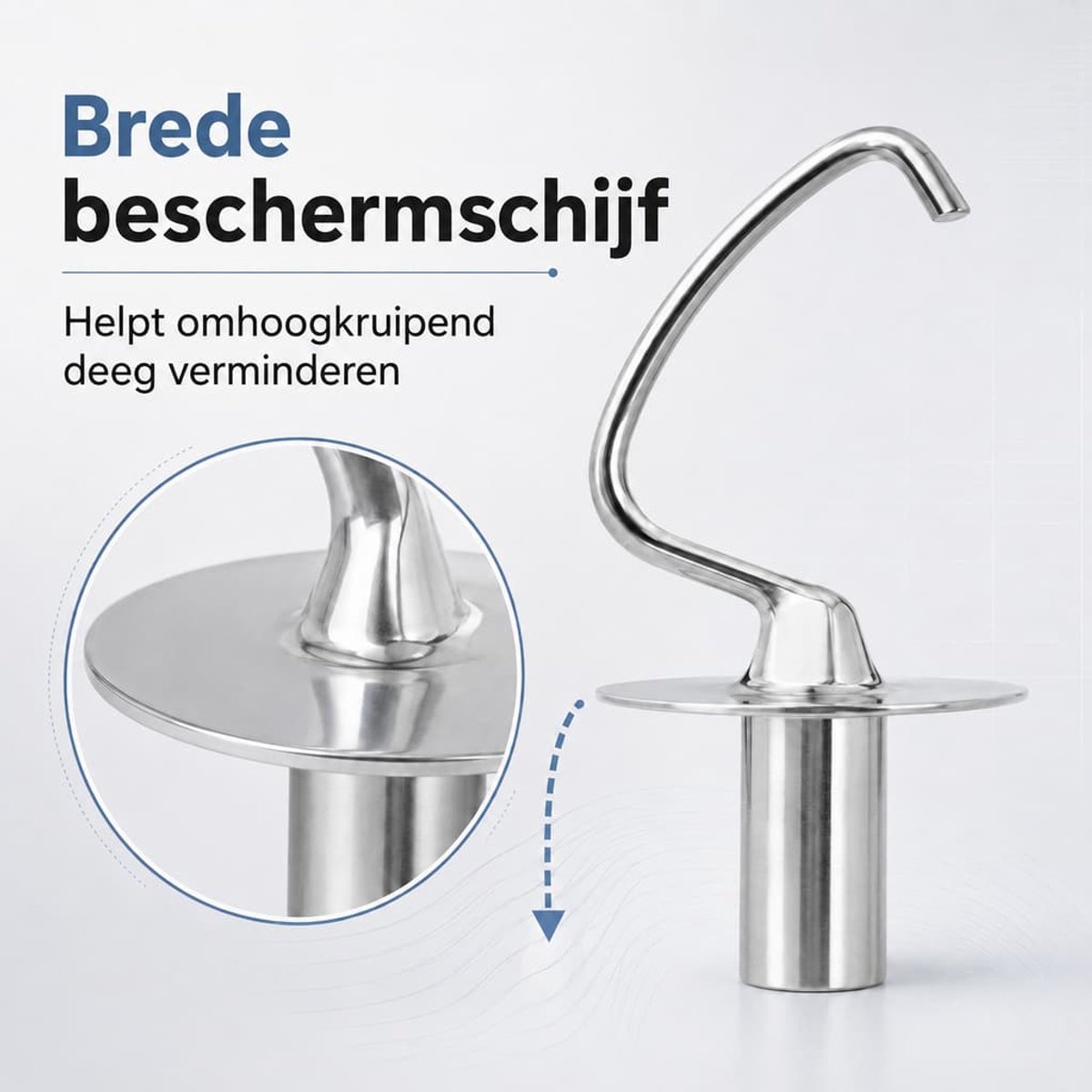 Voor Kitchenaid dove haak roestvrij staal, deeghaak voor 4,5-5 qt Kipp Head Kitchen Machine, roestvrijstalen deegbevestiging, vaatwasser-safe thumbnail 5