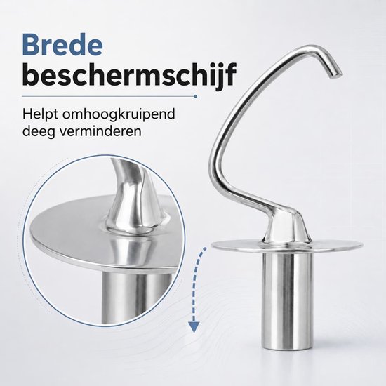 Voor Kitchenaid dove haak roestvrij staal, deeghaak voor 4,5-5 qt Kipp Head Kitchen Machine, roestvrijstalen deegbevestiging, vaatwasser-safe van Traumheim — afbeelding 5