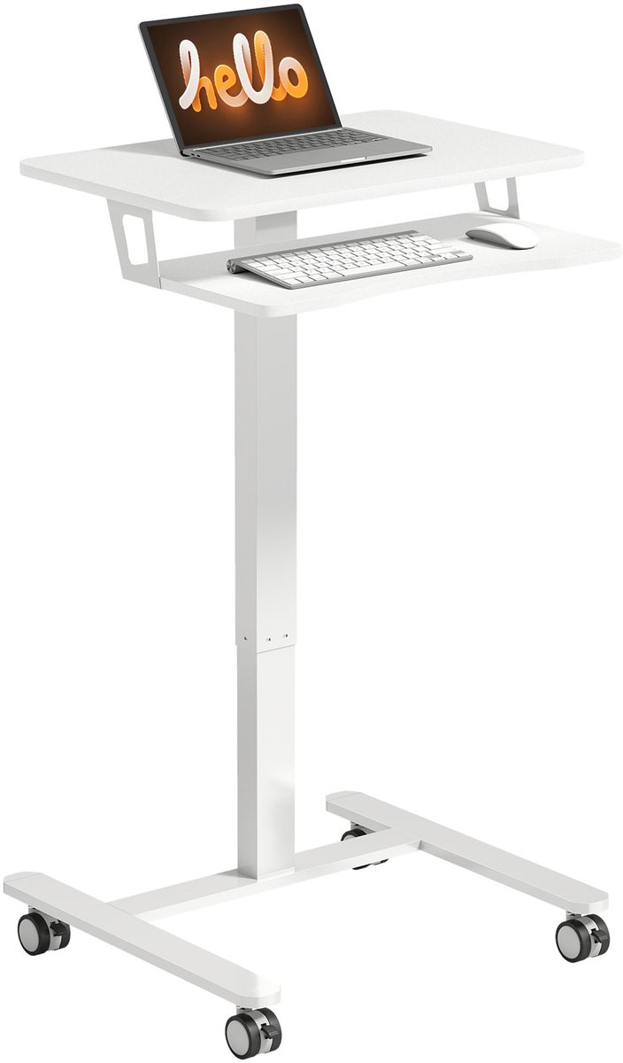 Bureau zit sta laptoptafel - verrijdbaar - hoogte verstelbaar - Wit