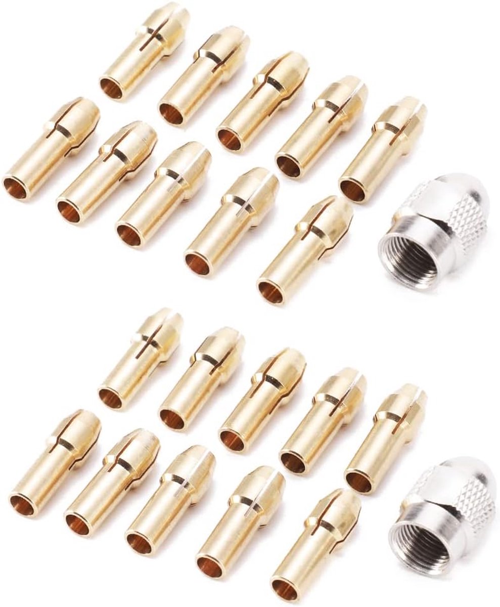 Collet set voor Dremel - 22-delig - 12 collets (0.5mm-3.2mm) - hoogwaardig koper - geschikt voor diverse boormachines - ShopVlot