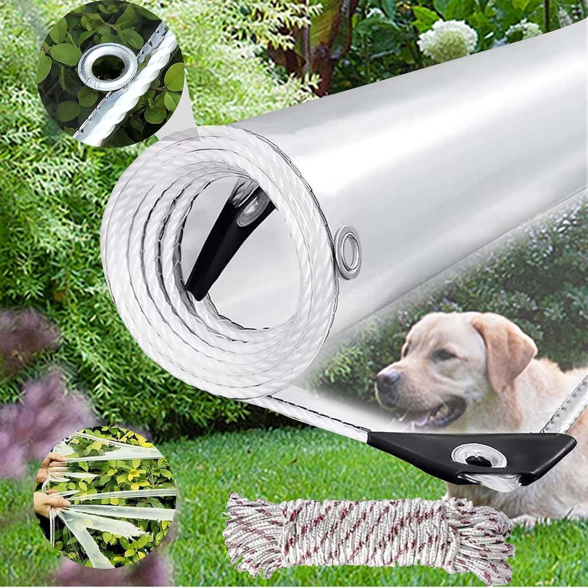Transparant zeil 3 x 6 m - 0,35 mm dik - pvc waterdicht - bescherming voor tuin en meubels - ShopVlot