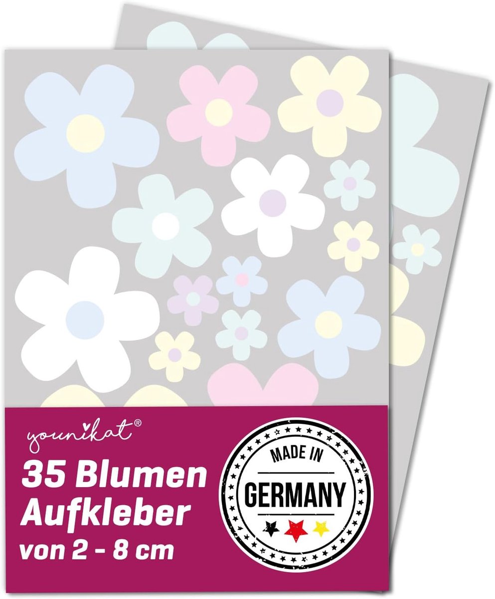 Sticker set bloemen - pastelkleuren - waterbestendig - personaliseer je spullen - ShopVlot