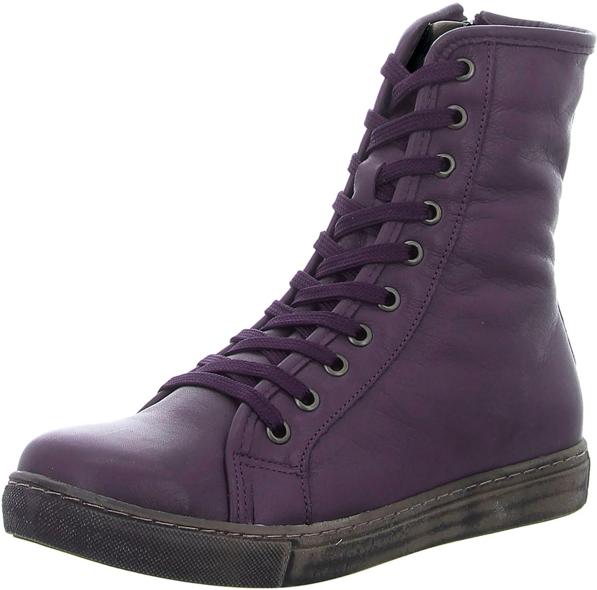 Andrea Conti Dames Leren Veter Enkellaars Uitneembaar Voetbed 0342856672 Pflaume/Schiefer